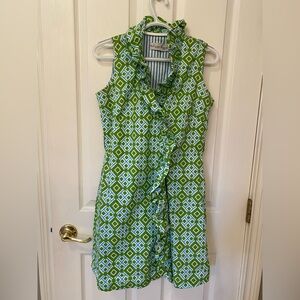 Dizzy Green and White Geometric Mini Dress